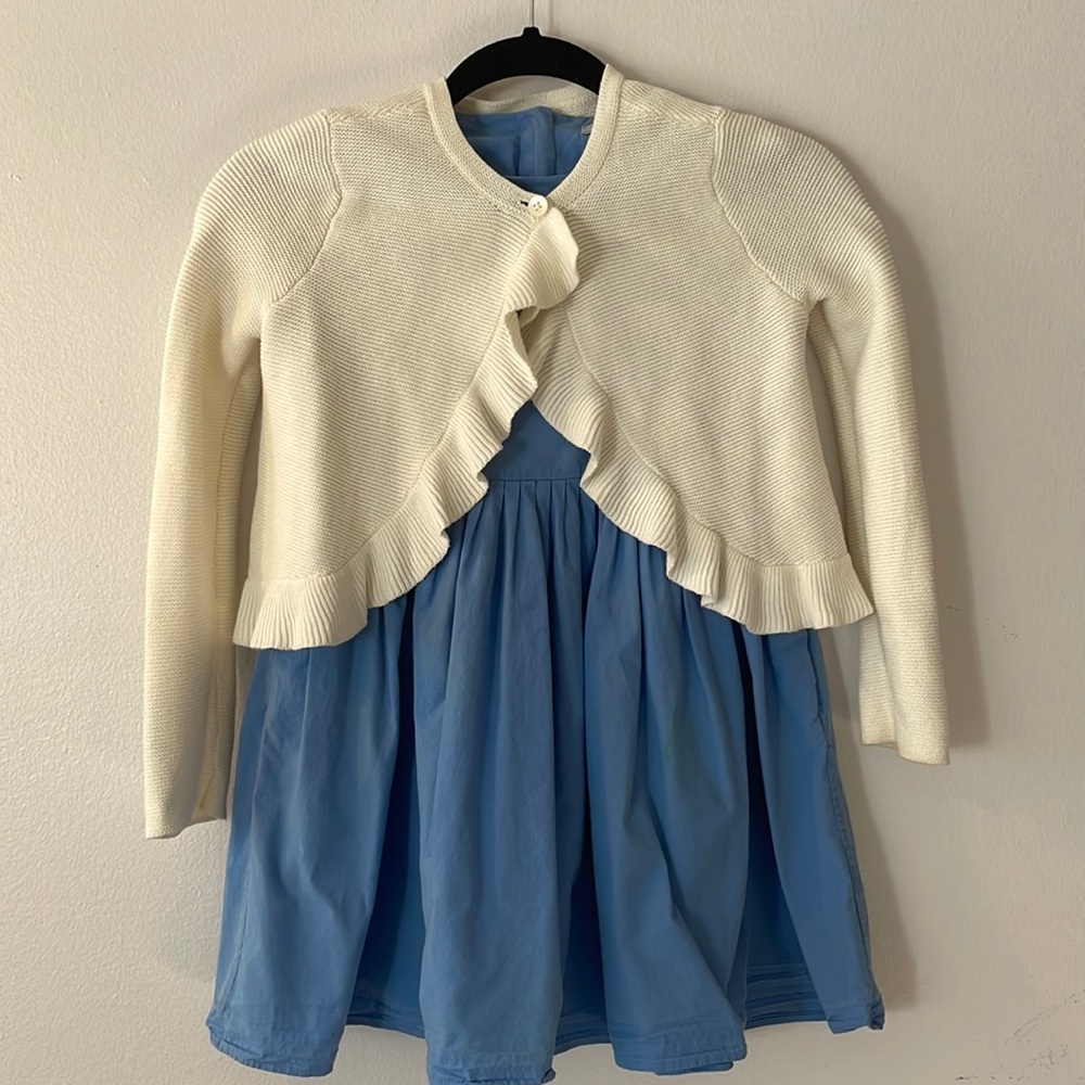 Tea Cream knit cardigan with ruffle detail